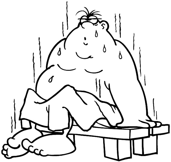 Fat man in sauna vinyl sticker customize on line. Personal Hygiene 071-0112